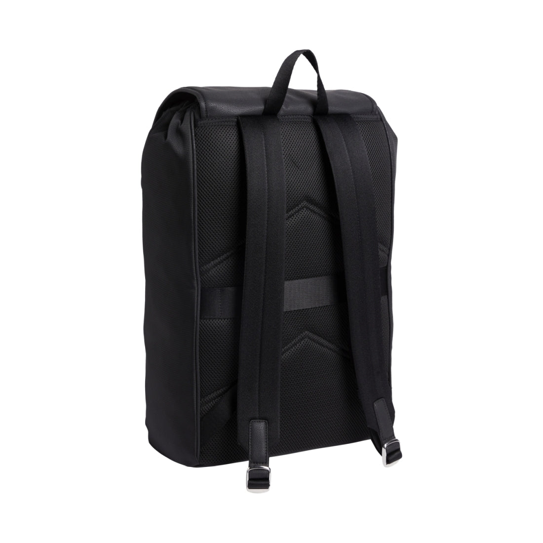 Calvin Klein mens mono black elevated flap backpack | Vilbury London