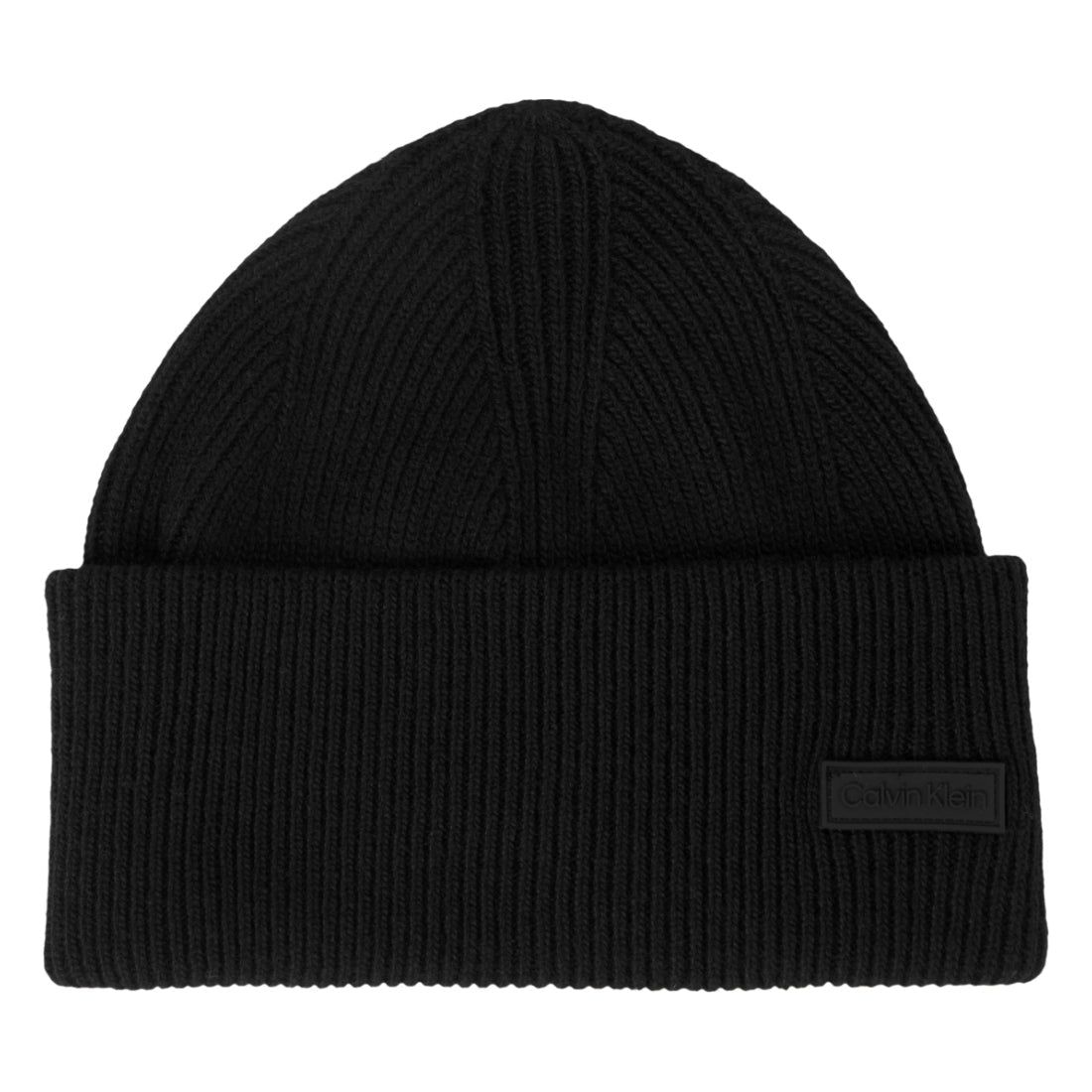 Calvin Klein mens black essential patch docker beanie | Vilbury London