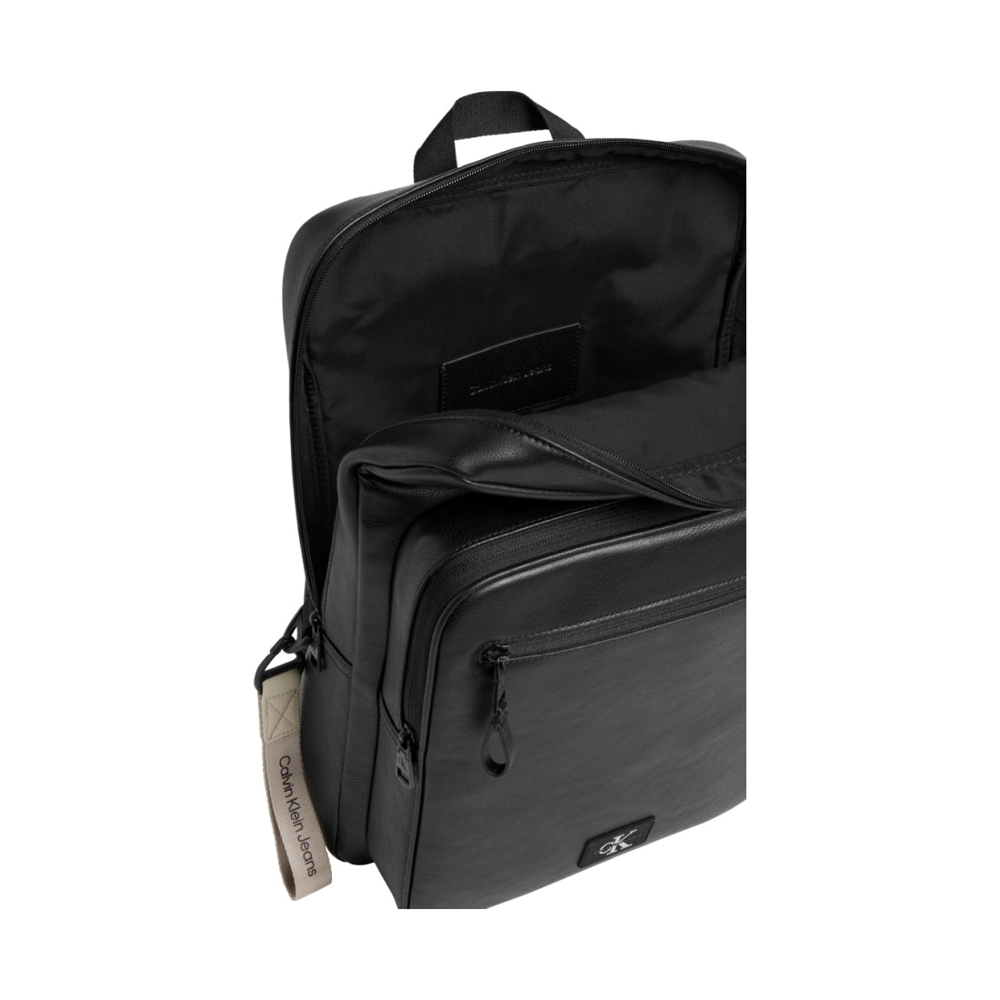 Calvin Klein Jeans mens black tagged slim backpack | Vilbury London