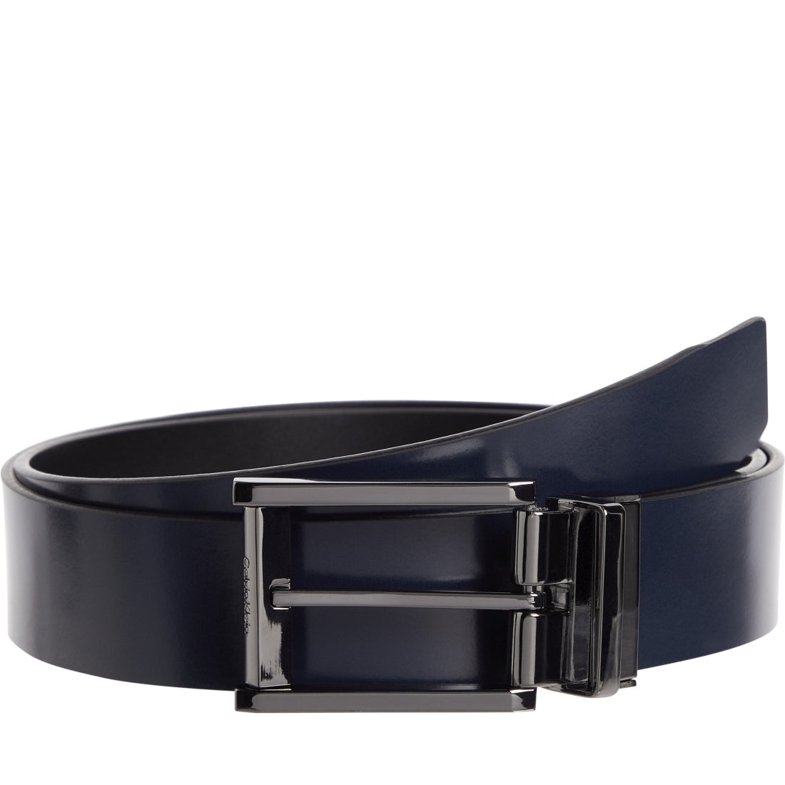 Calvin Klein mens black, navy rev faceted lux 35mm belt | Vilbury London