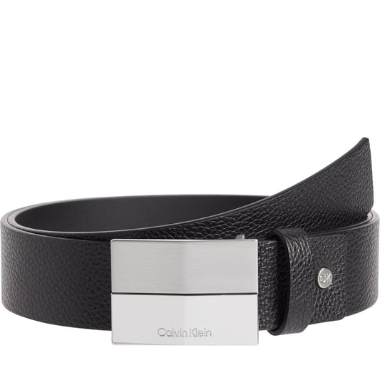 Calvin Klein mens black finish plaque 35mm belt | Vilbury London