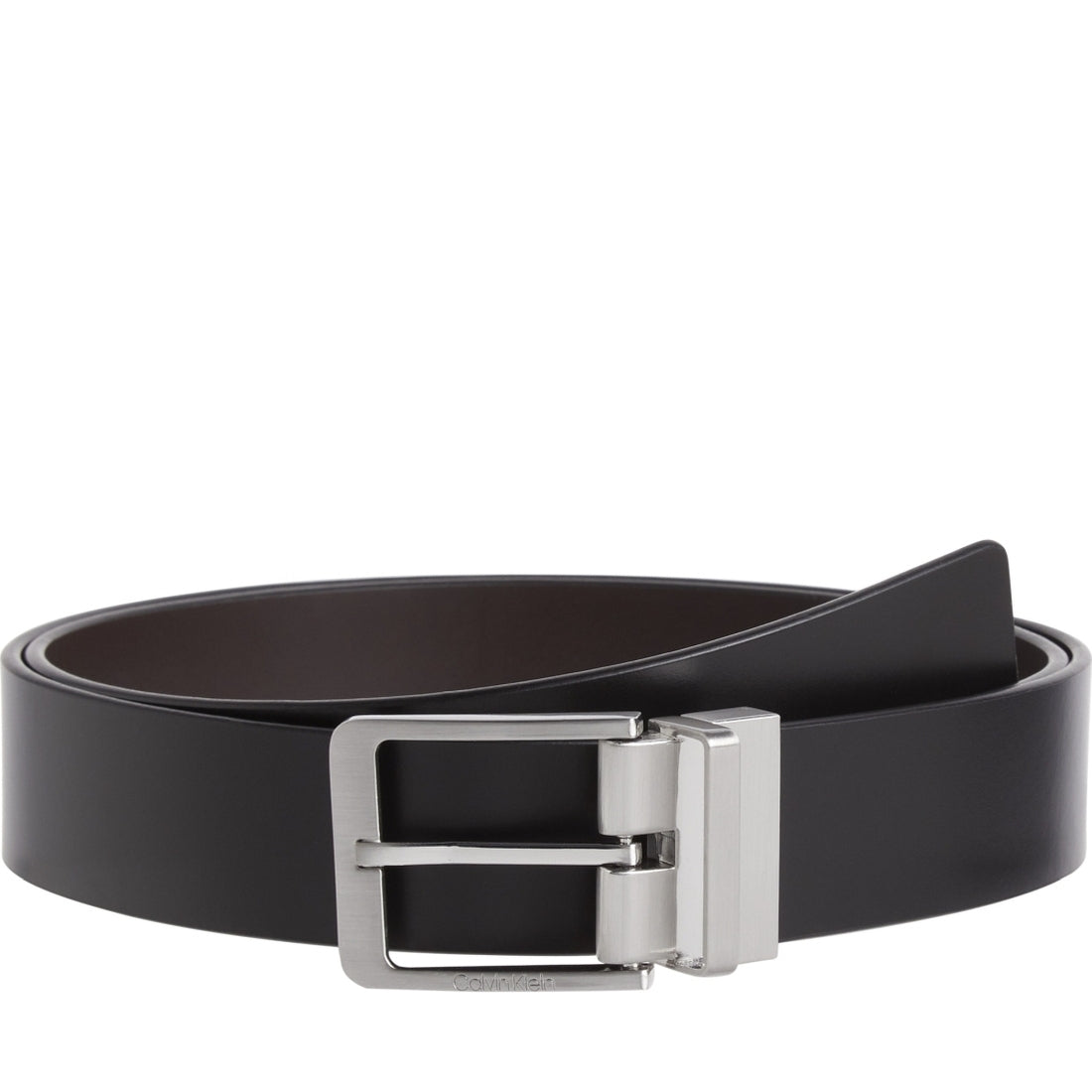 Calvin Klein mens black, brown rev warm 35mm belt | Vilbury London