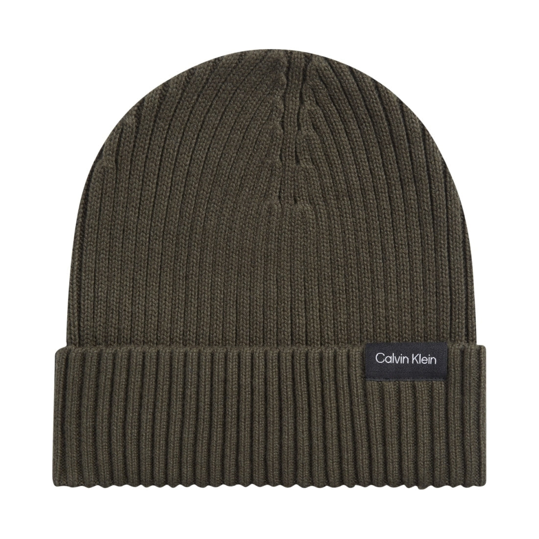 Calvin Klein mens dark olive classic rib beanie | Vilbury London