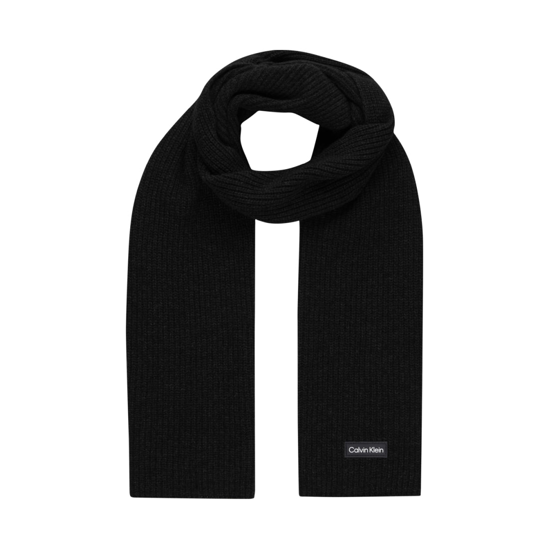 Calvin Klein mens black daddy knit scarf | Vilbury London