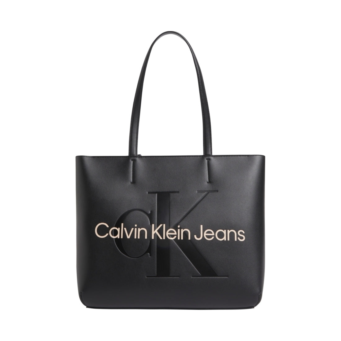 Calvin Klein Jeans womens blawith rose sculpted shopper mono | Vilbury London