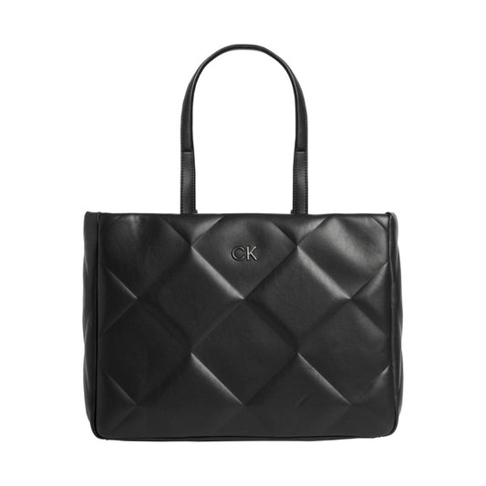 Calvin Klein womens black re-lo quilt tote | Vilbury London