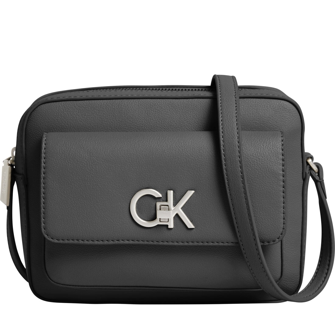 Calvin Klein womens black re-lo camera bag | Vilbury London