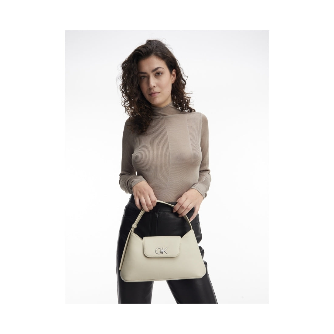 Calvin Klein womens stoney beige re-lo shoulder bag | Vilbury London