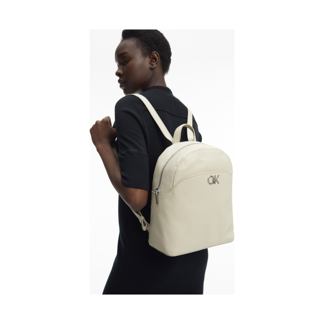 Calvin Klein womens stoney beige re-lo domed backpack | Vilbury London