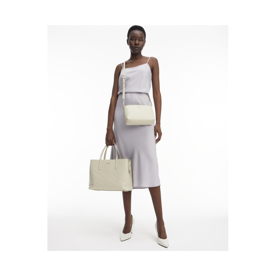 Calvin Klein womens stoney beige must mono crossbody | Vilbury London