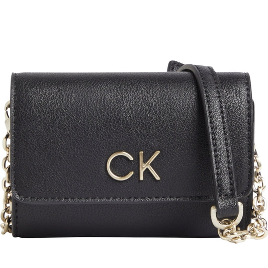 Calvin Klein womens black re-lo strap crossbody | Vilbury London