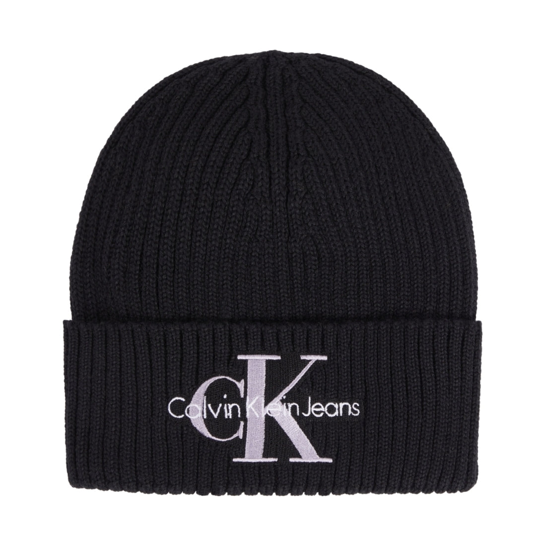 Calvin Klein Jeans womens fashion black monogram beanie | Vilbury London