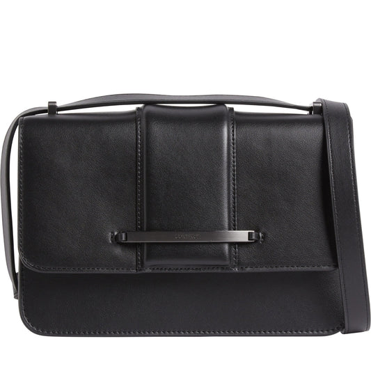 Calvin Klein womens black bar hardware shoulder bag | Vilbury London