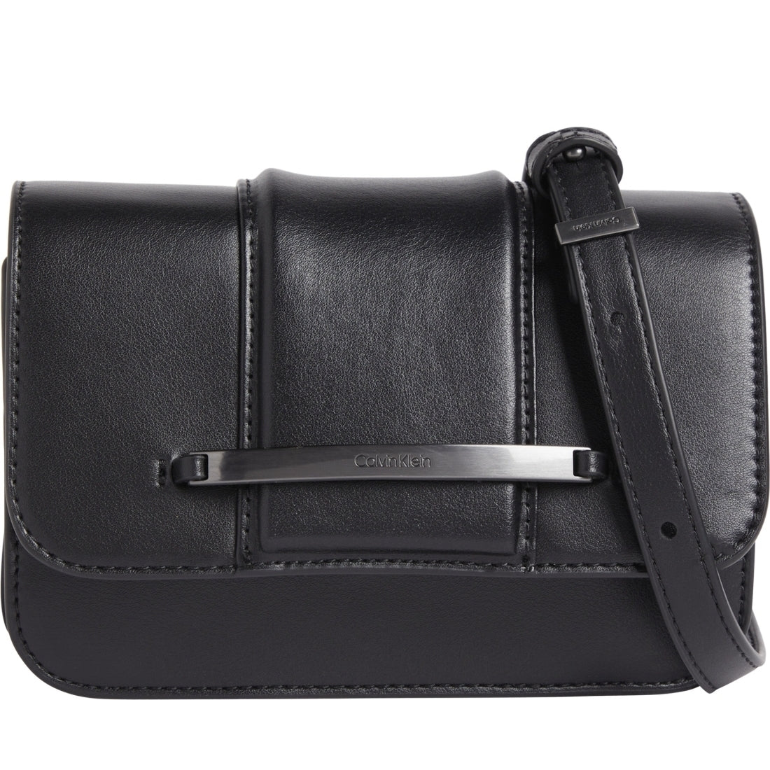 Calvin Klein womens black bar hardware crossbody | Vilbury London