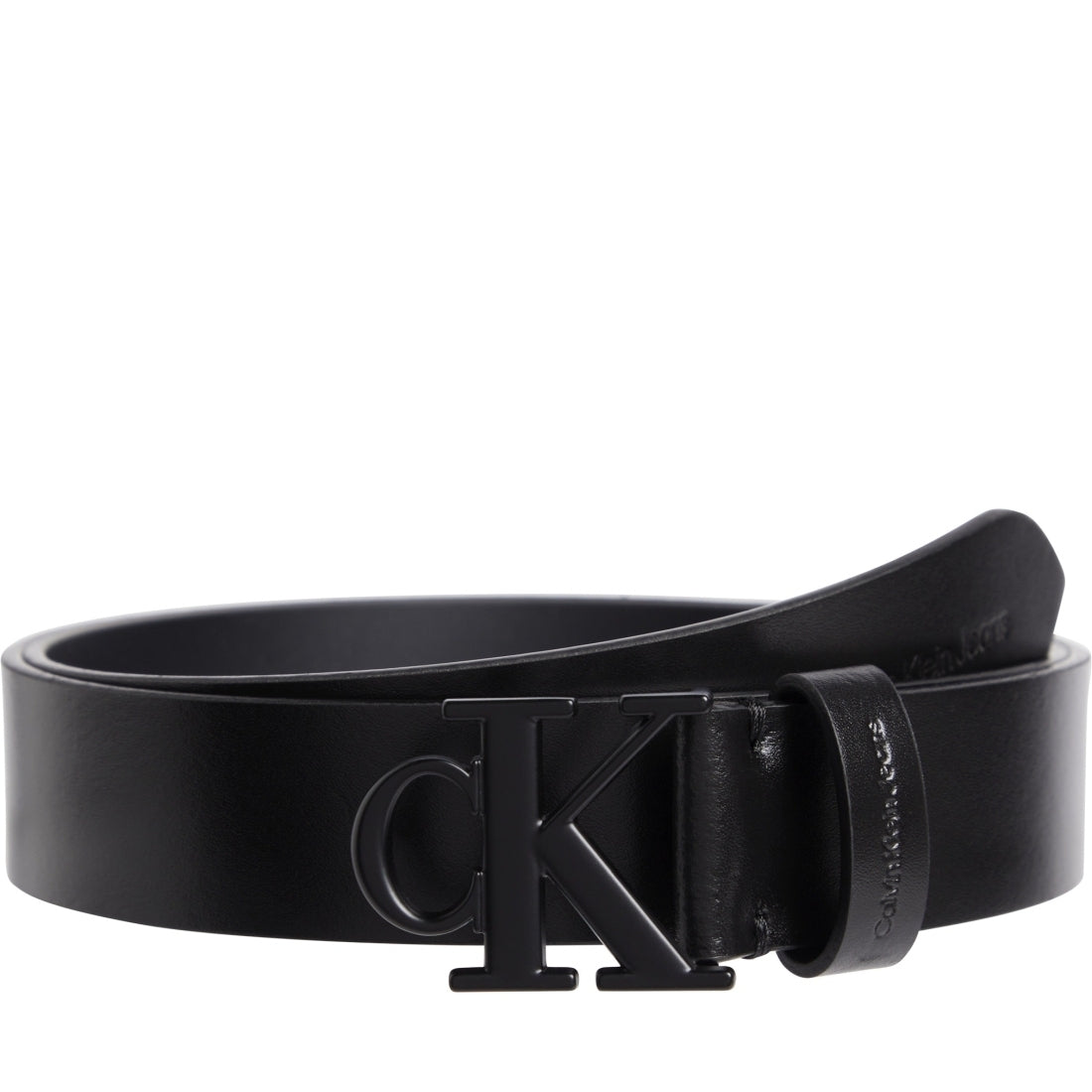 Calvin Klein Jeans womens black round mono belt 30mm | Vilbury London