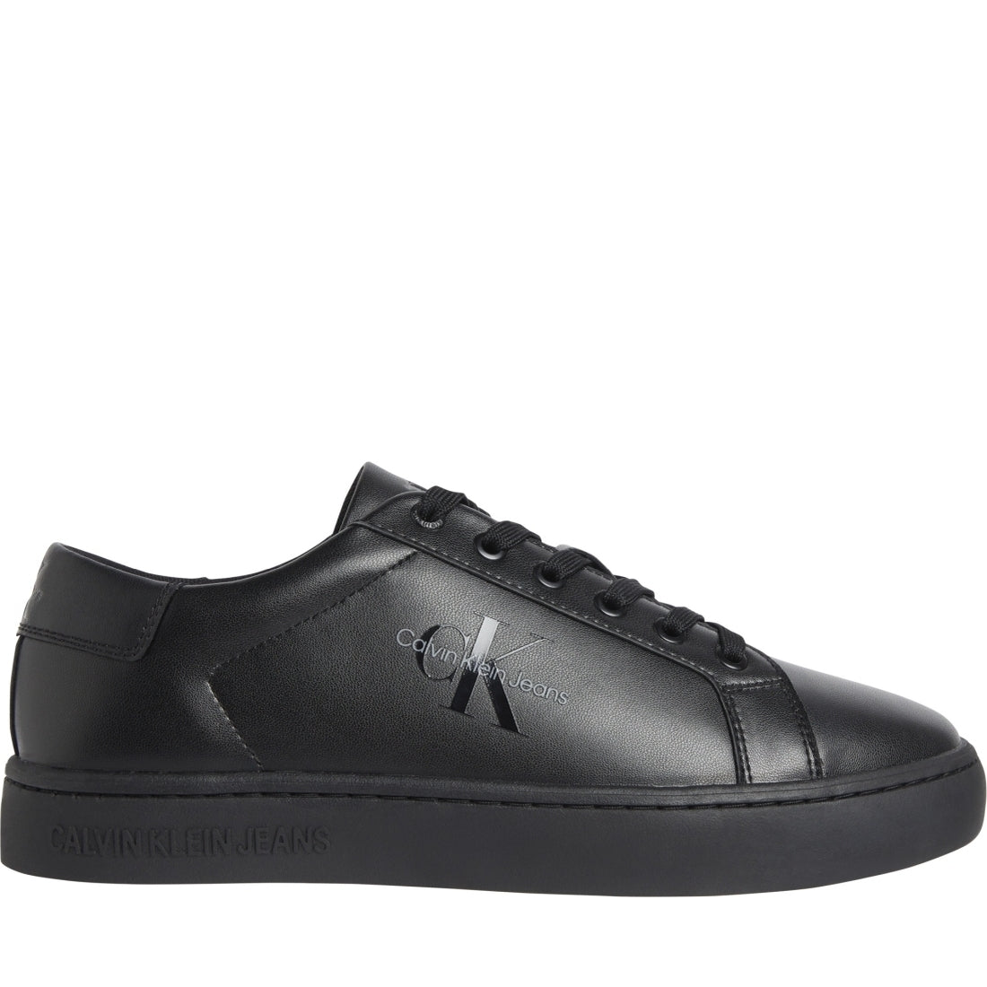 Calvin Klein Jeans mens triple black classic cupsole low sport shoe | Vilbury London