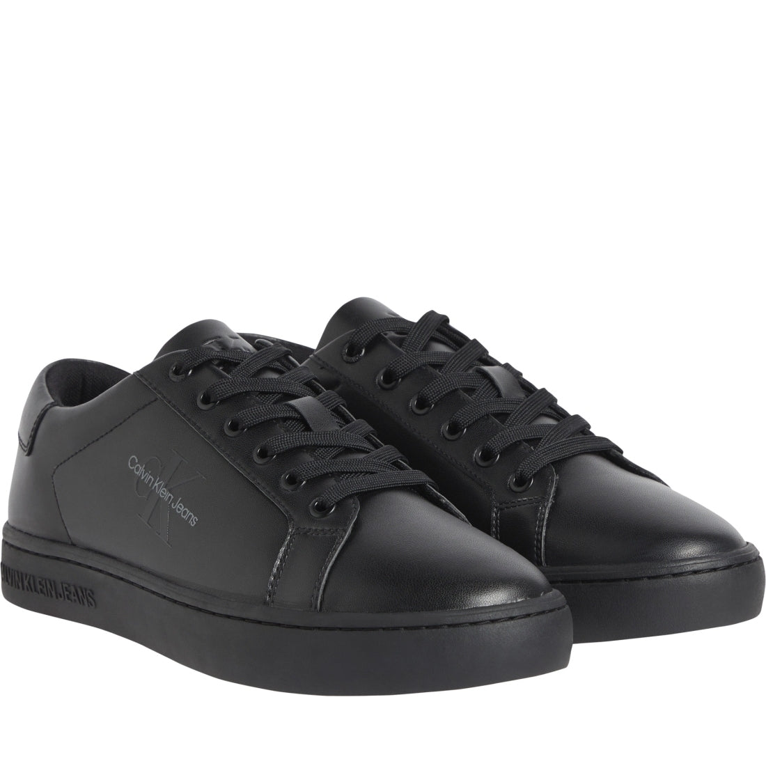 Calvin Klein Jeans mens triple black classic cupsole low sport shoe | Vilbury London