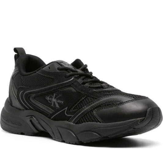 Calvin Klein Jeans mens triple black retro tennis sport shoe | Vilbury London