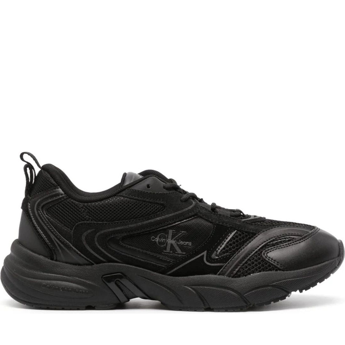 Calvin Klein Jeans mens triple black retro tennis sport shoe | Vilbury London