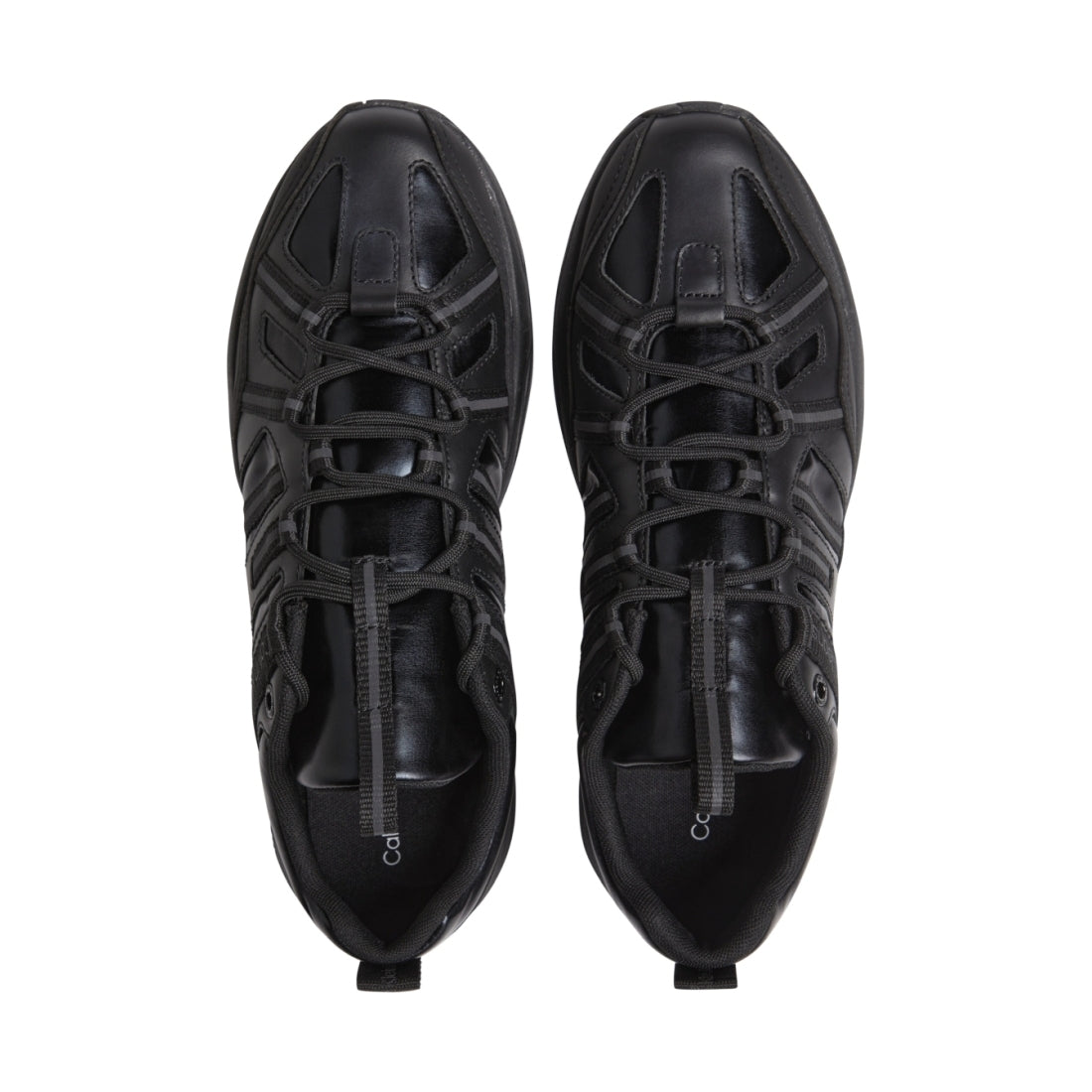 Calvin Klein Jeans mens triple black retro tennis mix sport shoe | Vilbury London