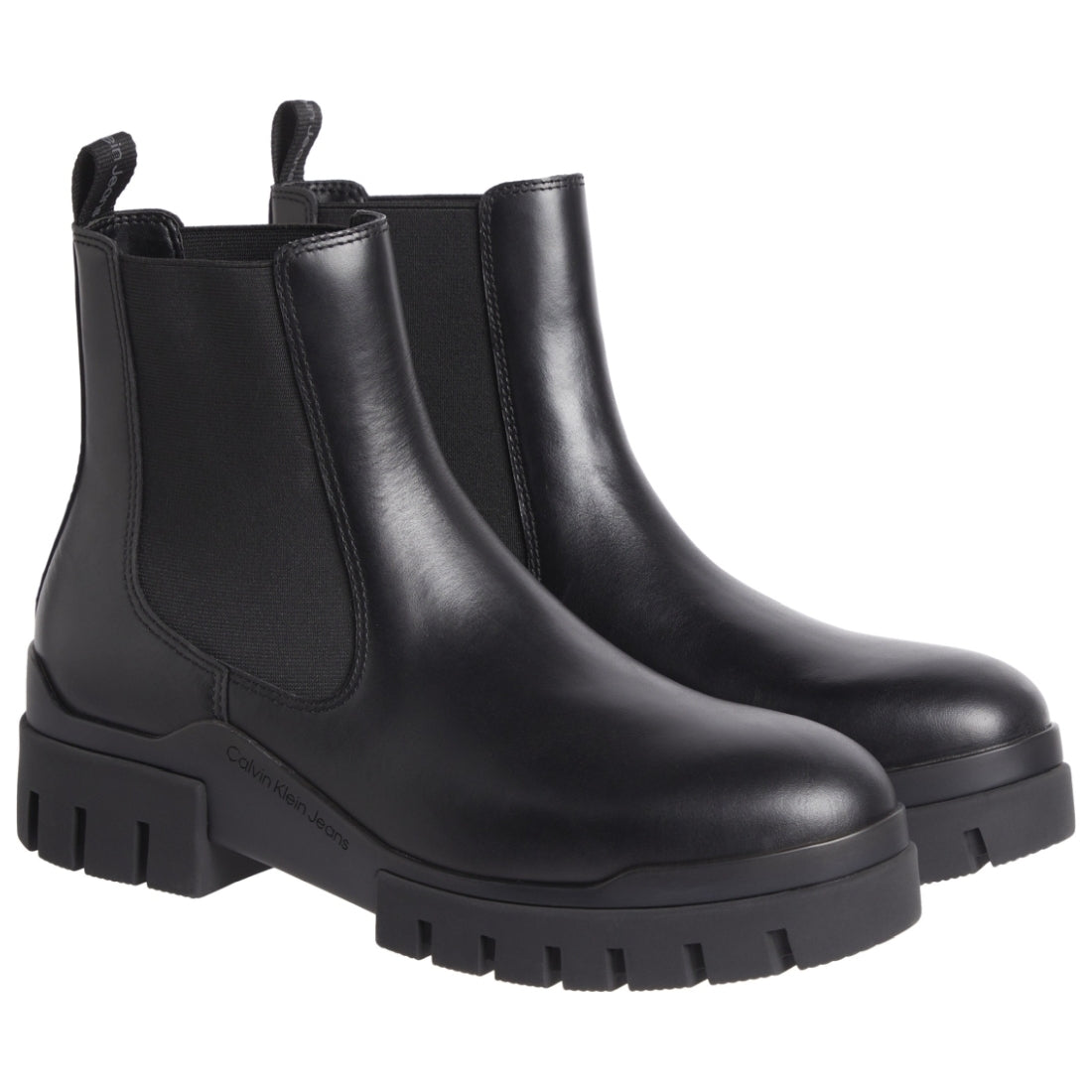 Calvin Klein Jeans mens triple black transp combat chelsea booties | Vilbury London