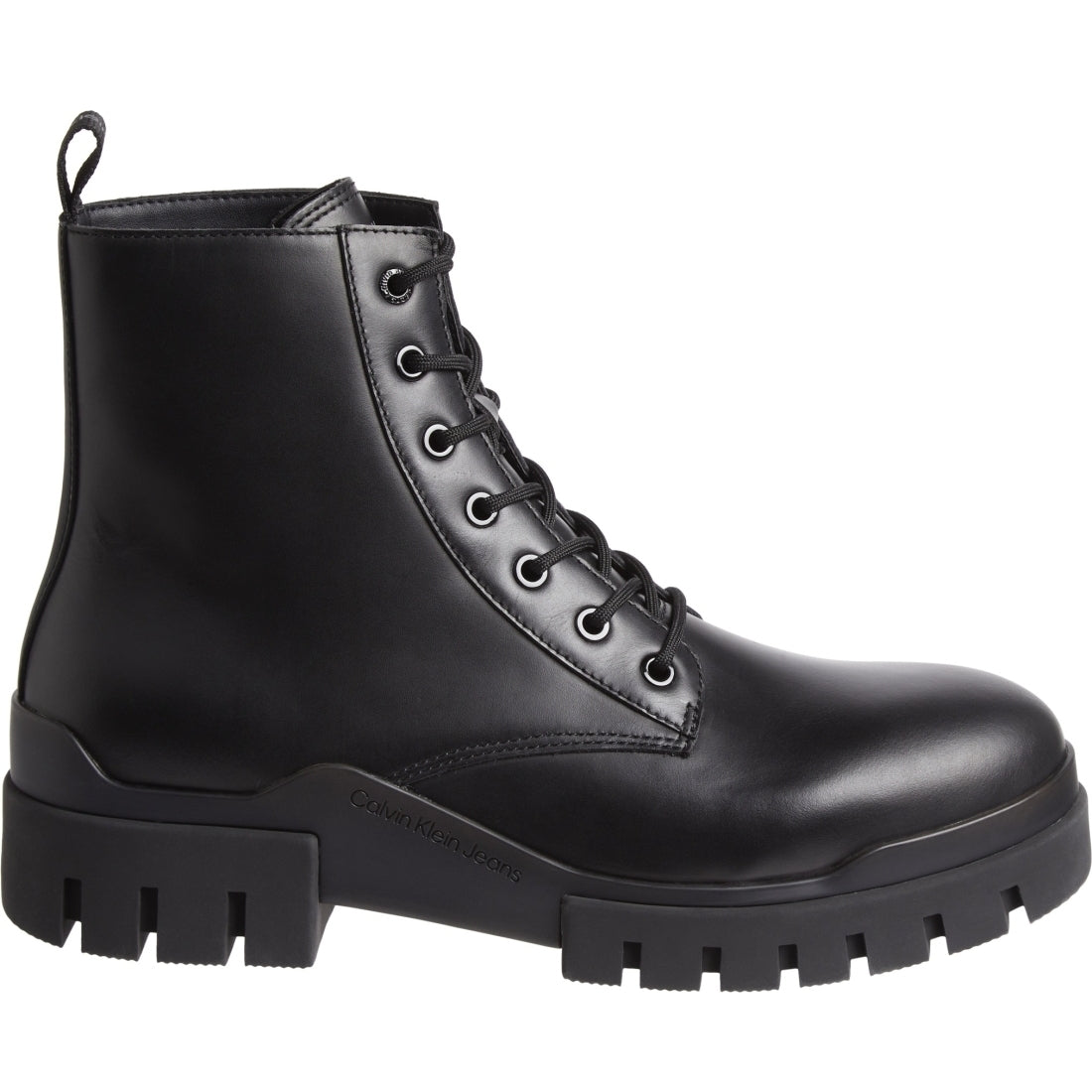 Calvin Klein Jeans mens triple black combat laceup booties | Vilbury London