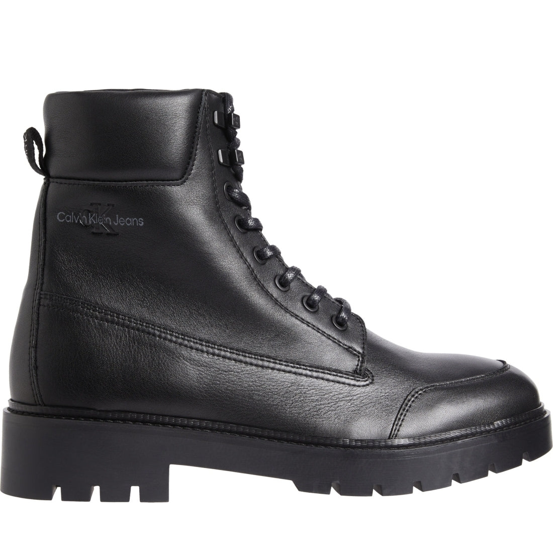 Calvin Klein Jeans mens triple black combat laceup booties | Vilbury London