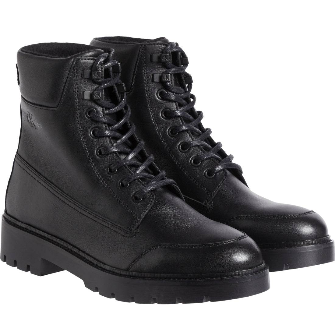 Calvin Klein Jeans mens triple black combat laceup booties | Vilbury London