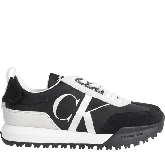 Calvin Klein Jeans womens black, pearl creamy toothy runner laceup mix pearl | Vilbury London