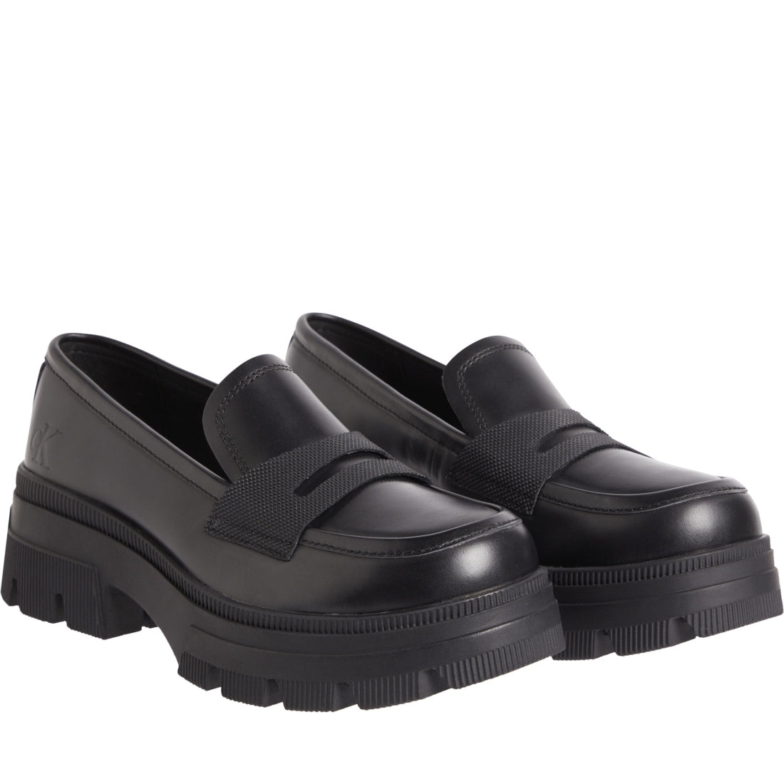 Calvin Klein Jeans womens triple black chunky combat loafer | Vilbury London