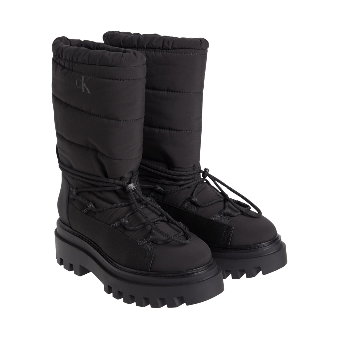 Calvin Klein Jeans womens triple black flatform snow boot | Vilbury London