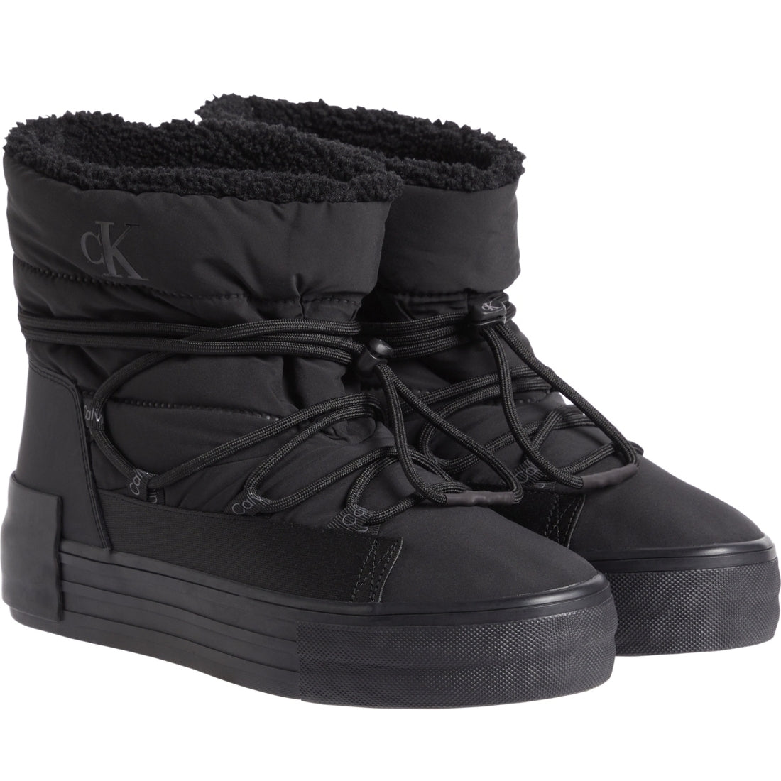 Calvin Klein Jeans womens triple black bold vulc flatf snow boot | Vilbury London