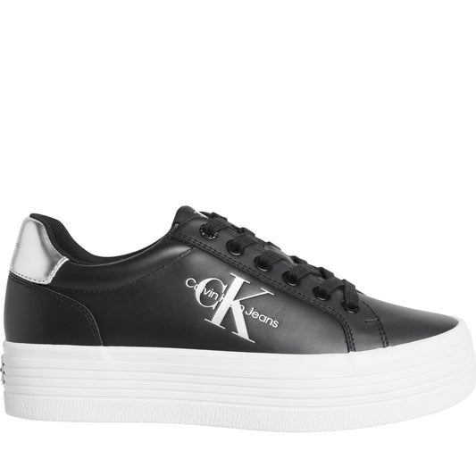 Calvin Klein Jeans womens black, silver vulc flatform sport shoe | Vilbury London