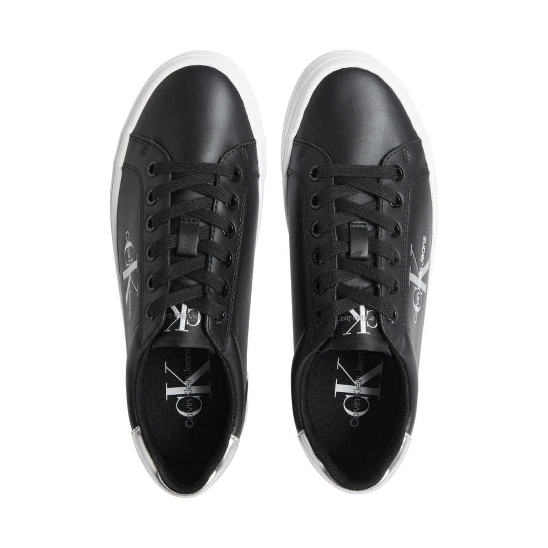 Calvin Klein Jeans womens black, silver vulc flatform sport shoe | Vilbury London