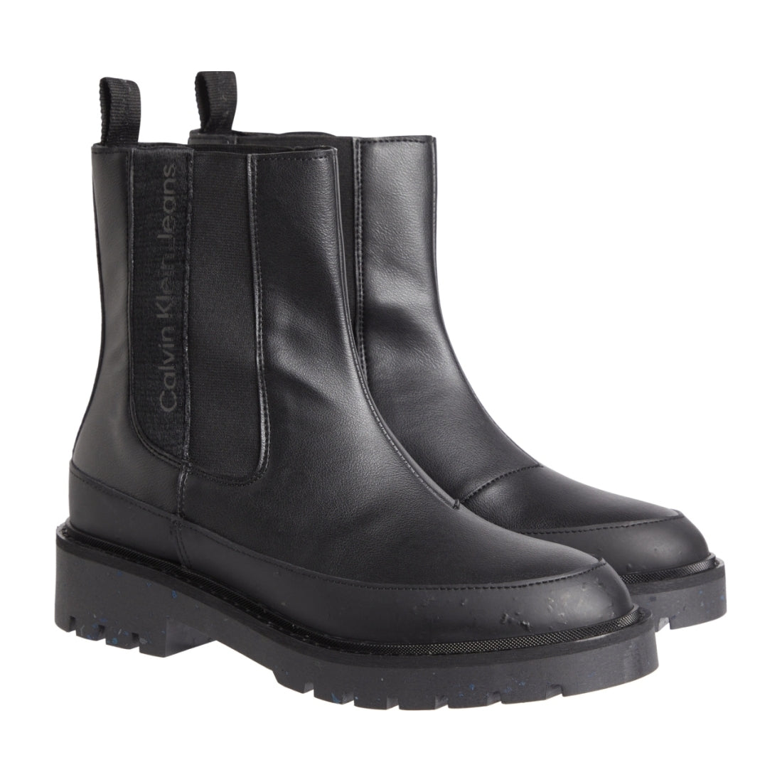 Calvin Klein Jeans womens triple black combat chelsea boot | Vilbury London