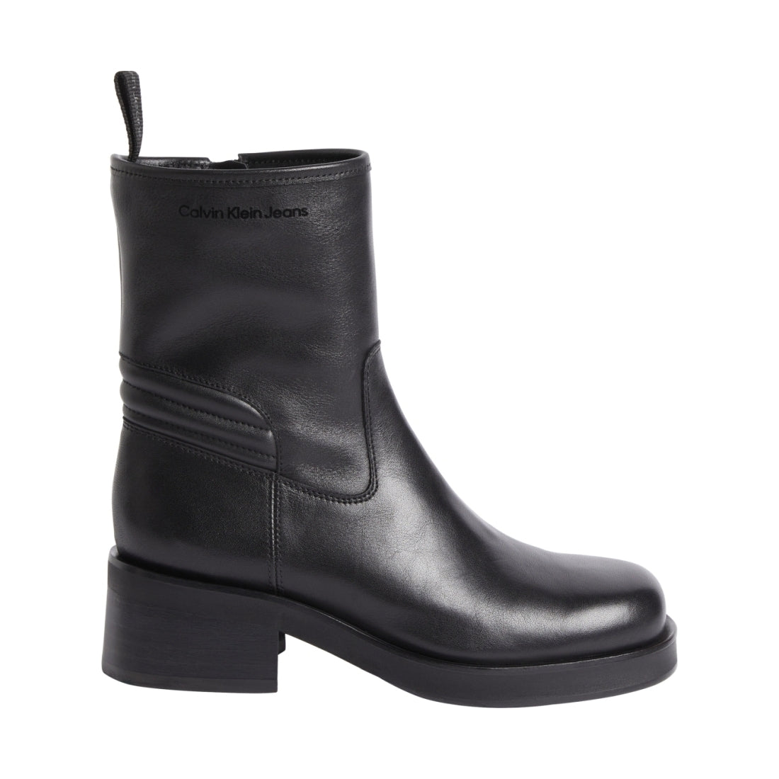 Calvin Klein Jeans womens triple black biker boot | Vilbury London