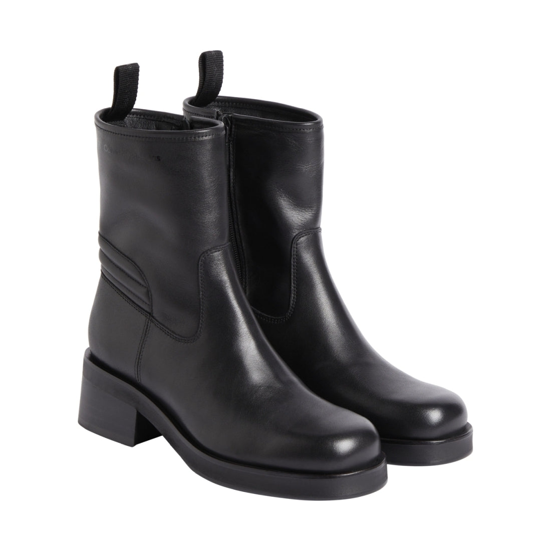 Calvin Klein Jeans womens triple black biker boot | Vilbury London