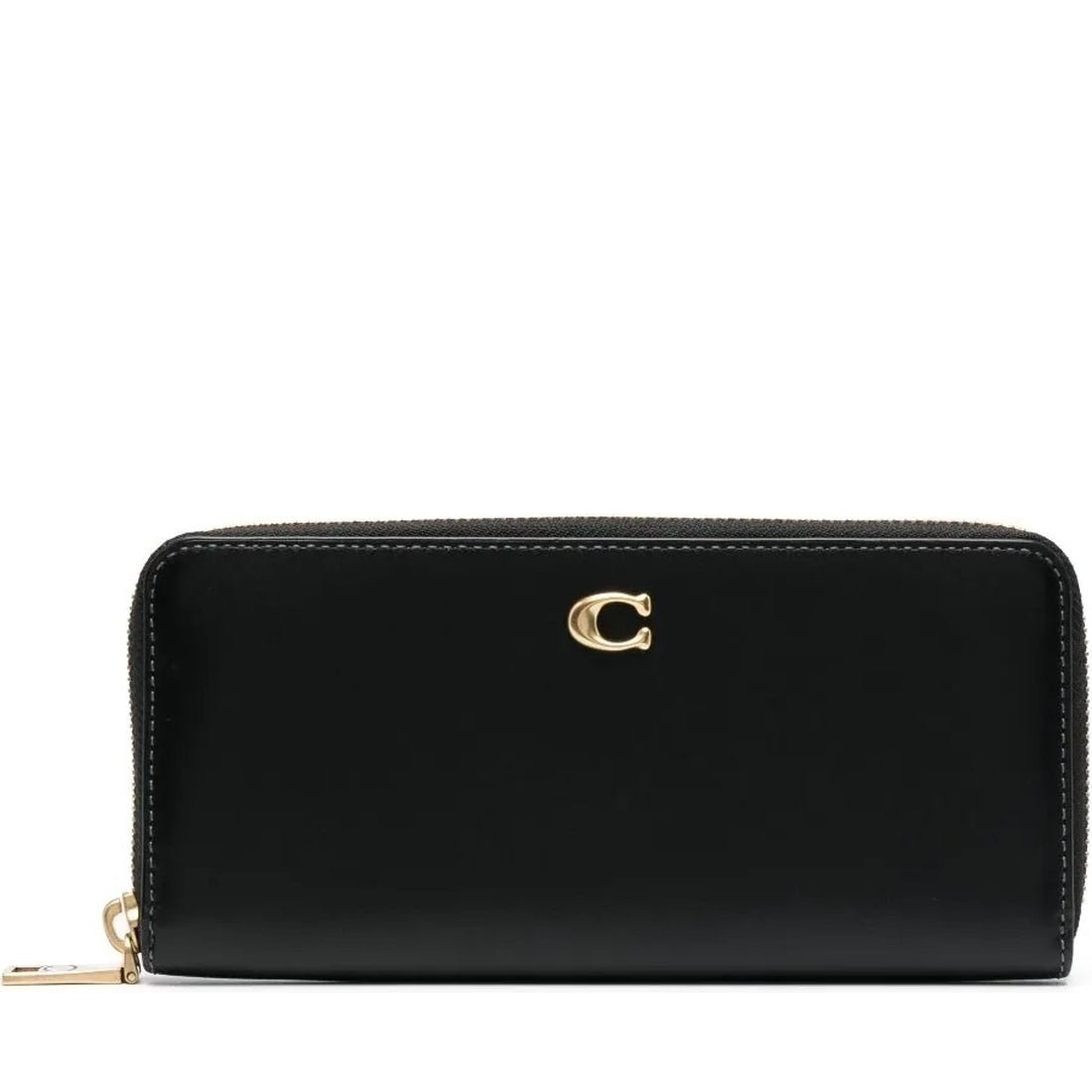 Coach womens b4, black slim accordion zip wallet | Vilbury London