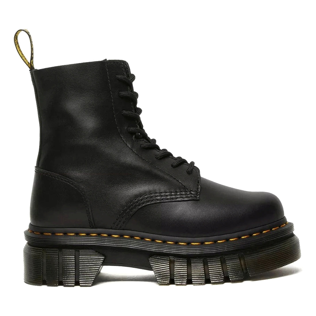 Dr. Martens womens black audrick 8-eye lux booties | Vilbury London