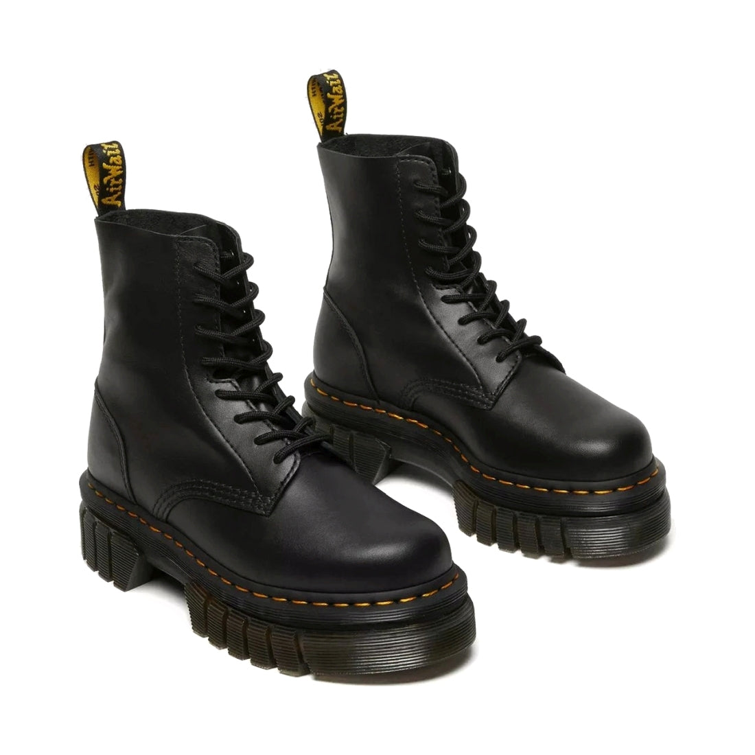 Dr. Martens womens black audrick 8-eye lux booties | Vilbury London