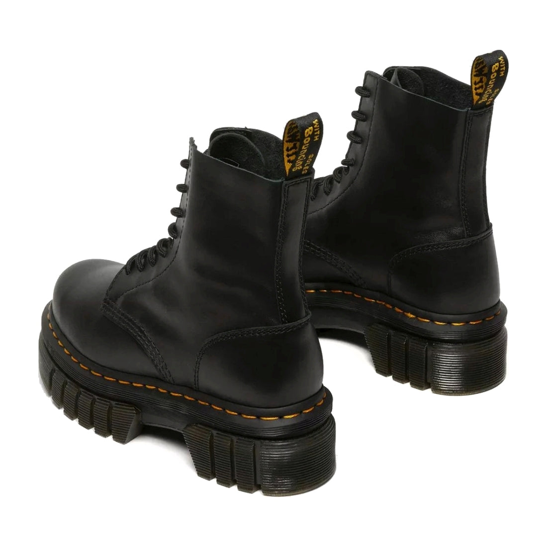 Dr. Martens womens black audrick 8-eye lux booties | Vilbury London