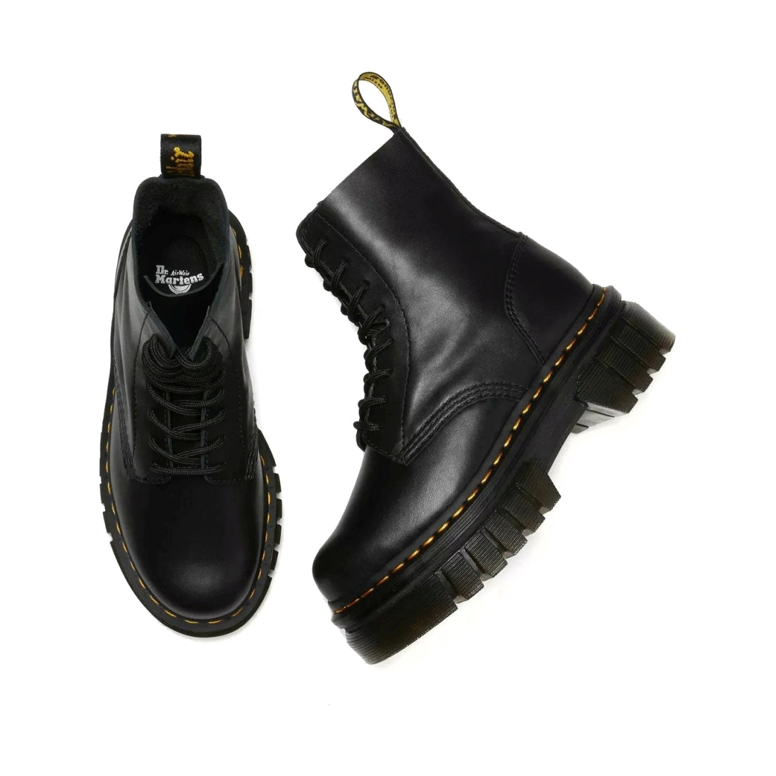 Dr. Martens womens black audrick 8-eye lux booties | Vilbury London