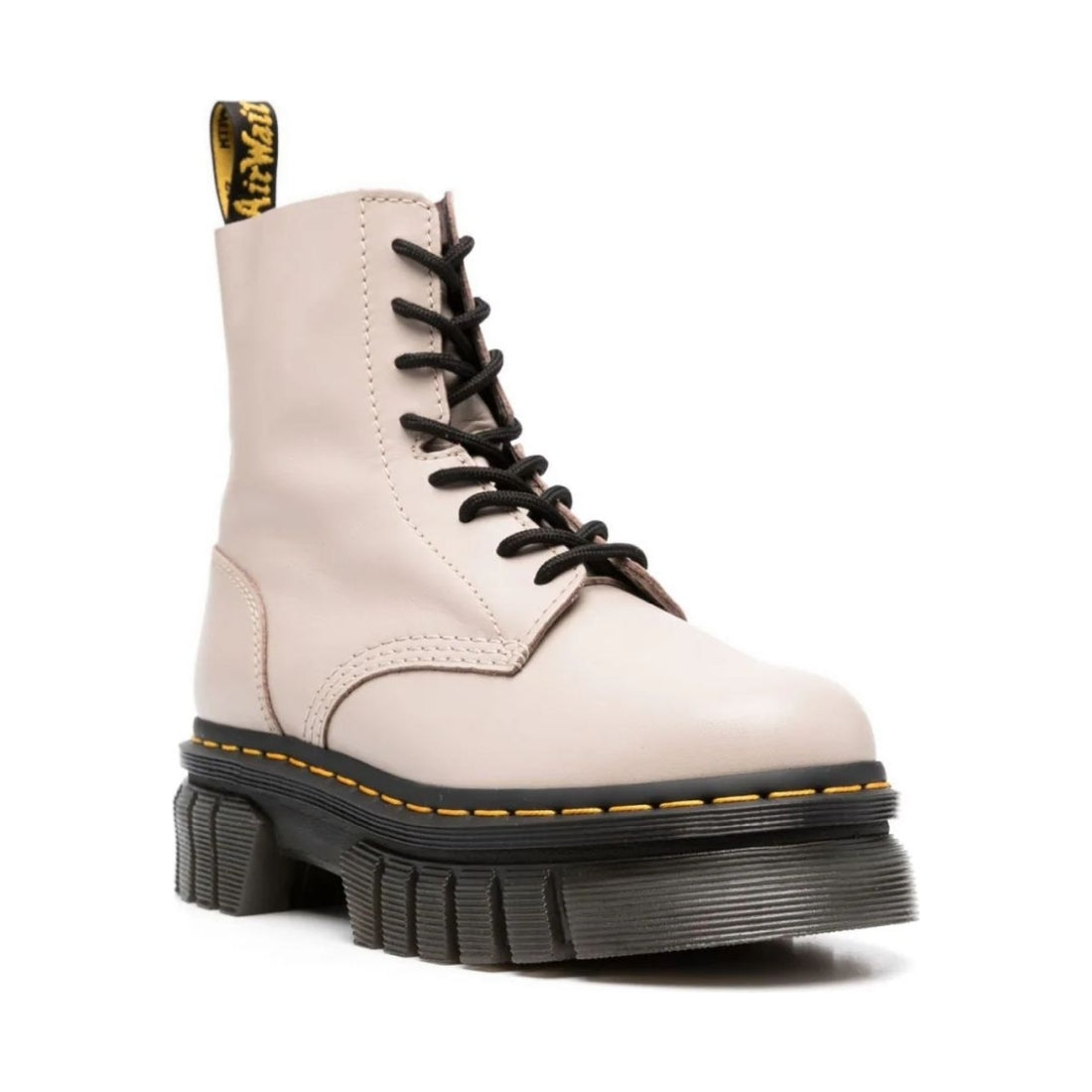 Dr. Martens womens vintage taupe audrick 8-eye lux booties | Vilbury London