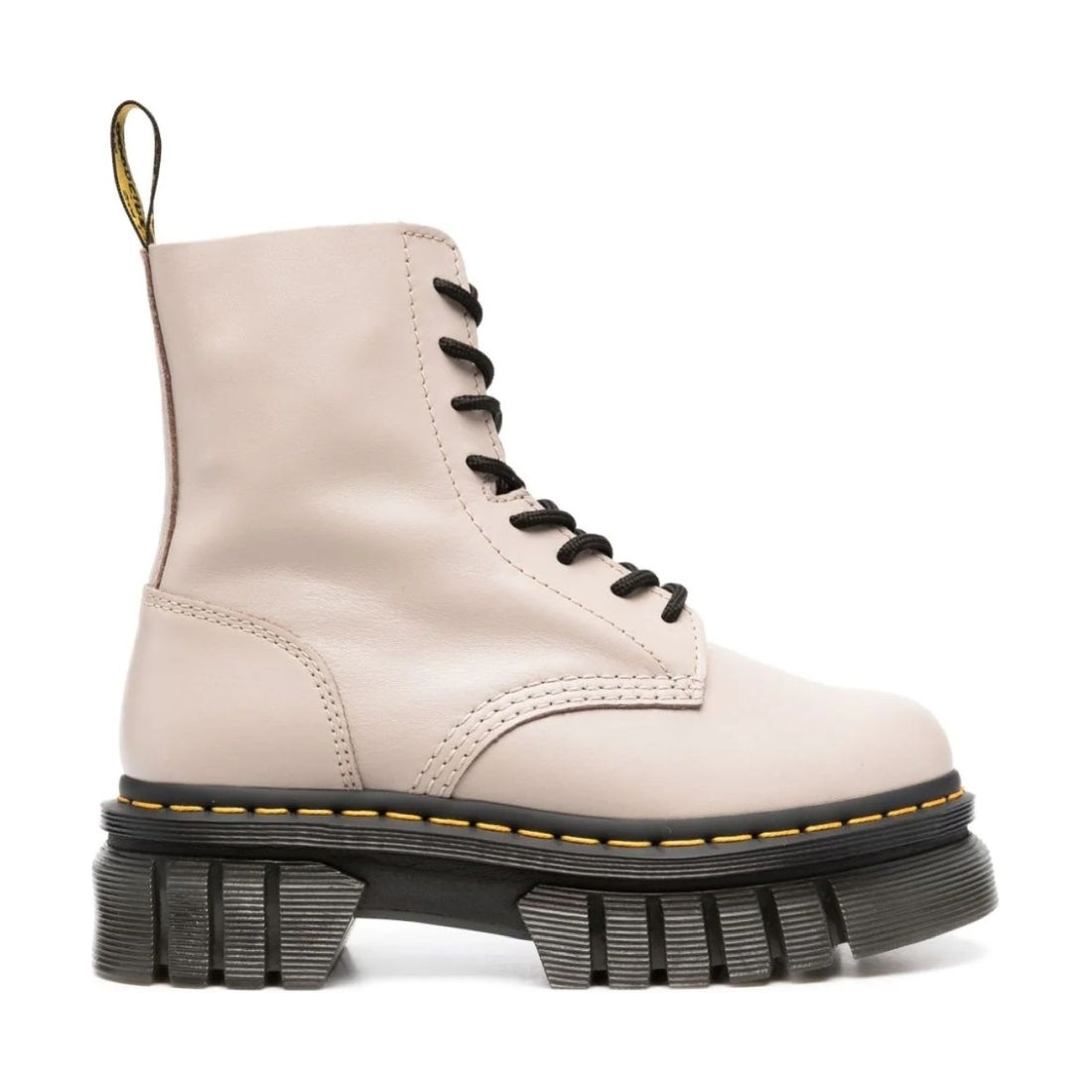 Dr. Martens womens vintage taupe audrick 8-eye lux booties | Vilbury London