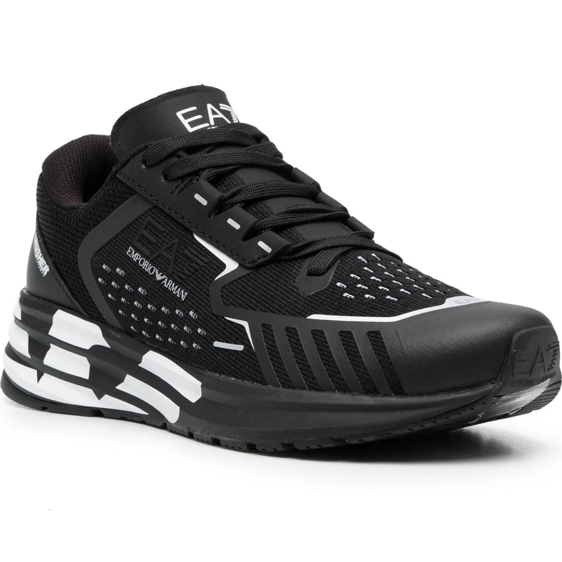 EA7 womens black white casual sneaker | Vilbury London