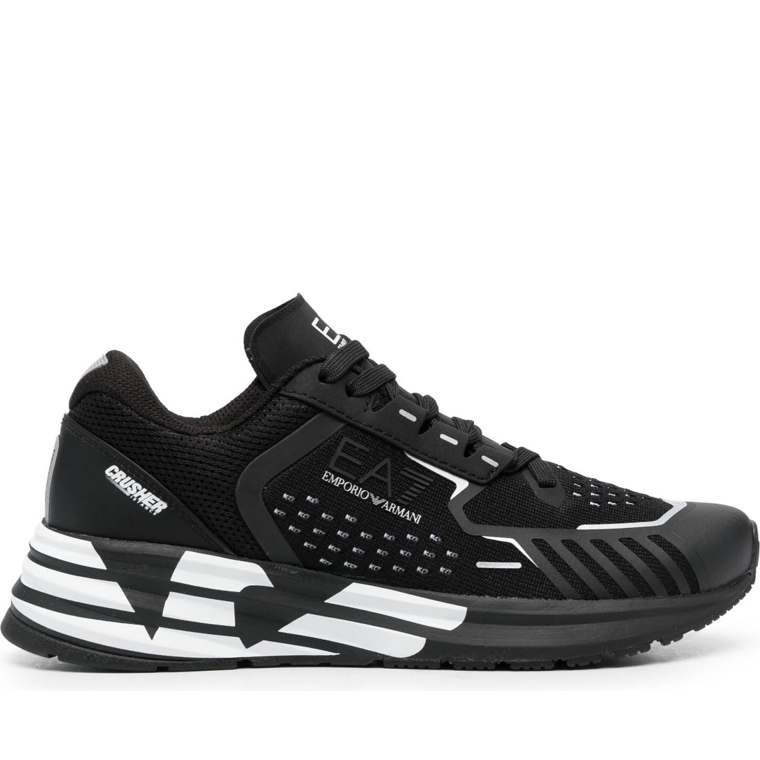 EA7 womens black white casual sneaker | Vilbury London