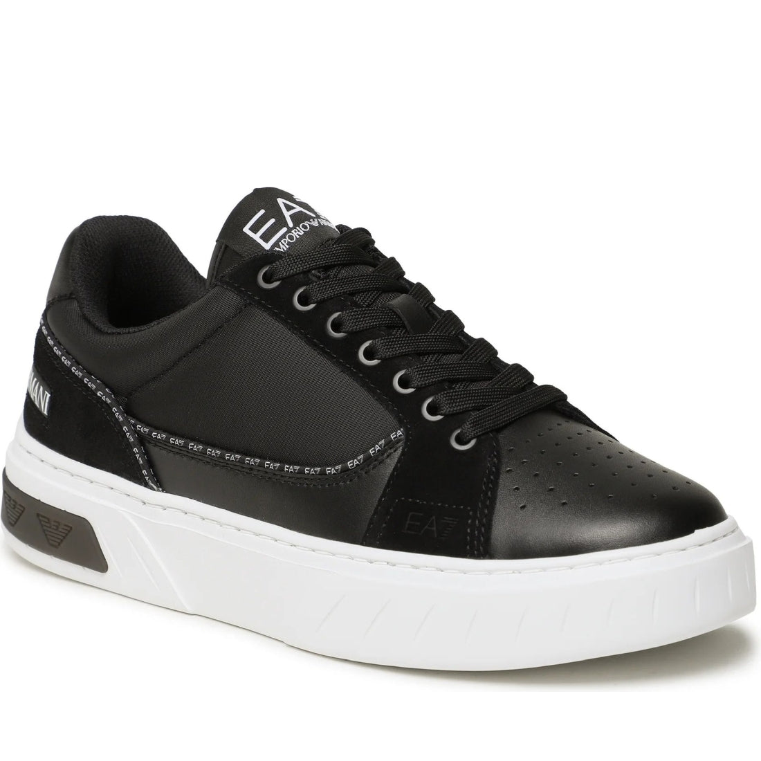 EA7 womens black white casual sneaker | Vilbury London