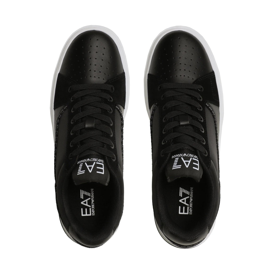 EA7 womens black white casual sneaker | Vilbury London