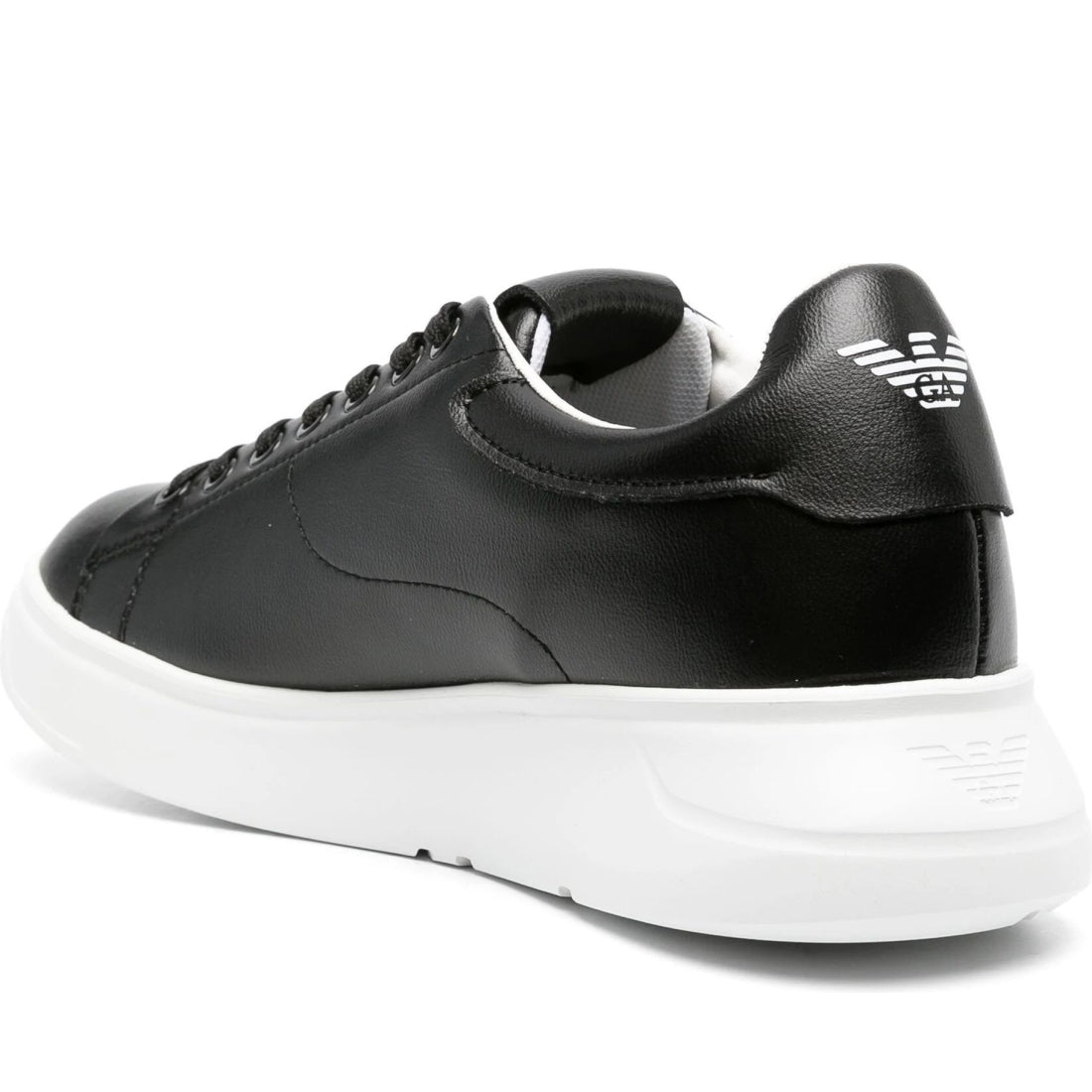 Emporio Armani womens black white casual closed sneaker | Vilbury London