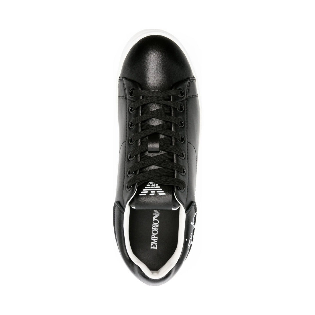 Emporio Armani womens black white casual closed sneaker | Vilbury London